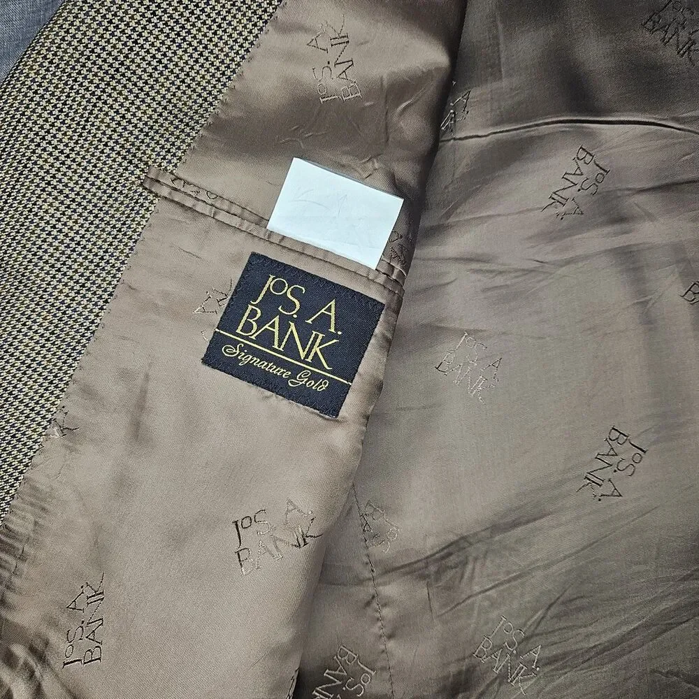 Jos A Bank Signature Gold Gordon Suit Jacket Blazer Mens 46L Silk Wool